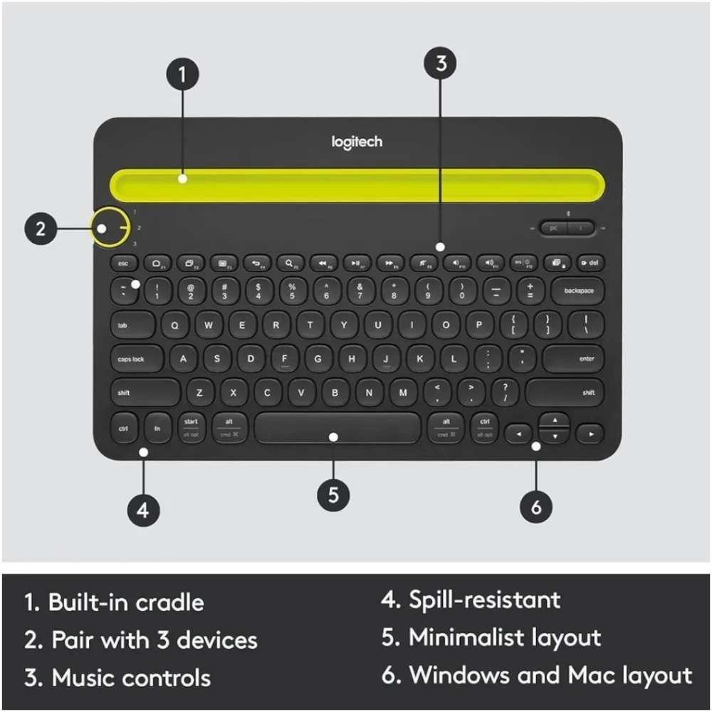 Bluetooth Multi-Device Logitech K480 Keyboard